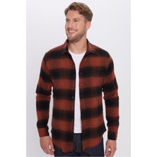 Tudors Erkek Slim Fit Dar Kesim Oduncu Kareli Kışlık Gömlek