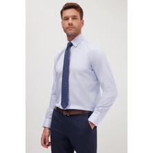 Tudors Regular Fit Mavi Non-Iron %100 Pamuk Doğa Dostu Ekoteks Belgeli Ütü Gerektirmez Gömlek