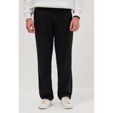 Tudors Erkek Regular Fit Klasik Kesim Normal Bel Geniş Paça Siyah Pantolon
