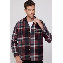 Tudors Erkek Relax Fit Rahat Kesim Uzun Kollu Tek Cepli Kareli Kışlık Oduncu Gömlek