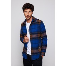 Tudors Erkek Slim Fit Dar Kesim Uzun Kollu Kareli Kışlık Oduncu Gömlek