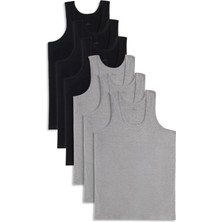 Tudors 6 Adet Compact Penye Siyah-Gri Erkek Atlet Pamuklu Standart Fit Normal Kesim 6'lı Paket