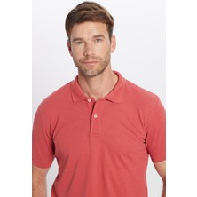 Tudors Erkek Slim Fit Dar Kesim Pamuklu Yumuşak Dokulu Serin Tutan Kumaş Düz Pike Kiremit Polo Yaka Tişört
