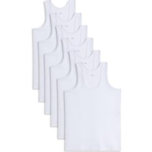 Tudors 6 Adet Compact Penye Beyaz Erkek Atlet %100 Pamuk Standart Fit Normal Kesim 6'lı Paket