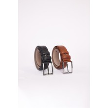 Tudors Erkek 2'li Set 3,5 Cm Klasik Siyah 3,5 Cm Klasik Kahverengi Kemer