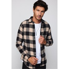 Tudors Erkek Slim Fit Dar Kesim Uzun Kollu Kareli Kışlık Oduncu Gömlek