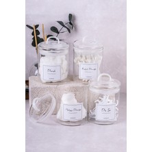 Beyaz 4'lü Pamuk Seti, Cam Banyo, Kulak ve Diş Pamuğu, Makyaj ve Saklama Kabı