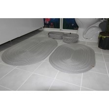 Gri Jüt Banyo ve Makyaj Seti, Paspas Takımı ile Şık ve Fonksiyonel Kullanım