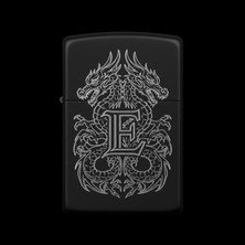 Alsepeteavm Zippo Ejderha Figürlü E Harfli Tasarım - V17