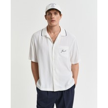 Gant Erkek Krem Relaxed Fit Klasik Yaka Logolu Gömlek 3250060.113