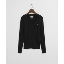 Gant Kadın Siyah V Yaka Örgü Kazak 4800101.5