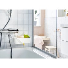 Pratik Vantuzlu Duş Sepeti, 28X17X17 Cm, Beyaz, Dikdörtgen Plastik Raf