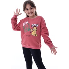 CQCQ Kız Çocuk Garfield Baskılı Pembe 3 İplik Sweatshirt – Rahat ve Eğlenceli