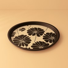 Sarkap Home Siyah Çiçek Metal Tepsi