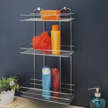 Üç Katlı Metal Düz Banyo Rafı Şampuanlık, Şık ve Kullanışlı Tasarım
