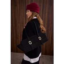 HE-QA Süet Baget Çanta Siyah