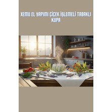 El Yapımı Çiçek Işlemeli Tabaklı Kupa