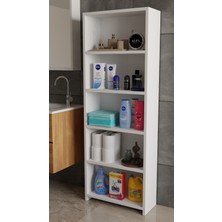 Alpa Ev Mobilya Banyo Çamaşır Dolabı 5 Raflı 150 cm Çok Amaçlı Saklama ve Düzenleyici Raf