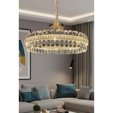 Ünal Aydınlatma Dicle Gold 40 cm Kristal Taşlı Modern Avize – Salon ve Oturma Odası