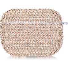 Microsonic Airpods Pro 3 Kılıf Diamond Swarovski Görünümlü Taşlı Rose Gold