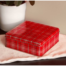 Sarkap Home Ekose Desenli Metal Çikolata Kutusu - Kırmızı