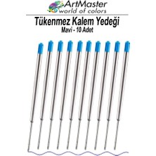 ArtMaster Tükenmez Kalem Yedeği Mavi 10 Adet Metal Tükenmez Kalem Içi Mavi Yedek Tükenmez Ofis Jel Kalem Içi Kalem Içi Okul