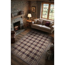 Homshtag Yıkanabilir Dokuma Pamuk Tabanlı Kaymaz Tabanlı Salon Halısı, Rustik Damalı Halı, Ekose Halı