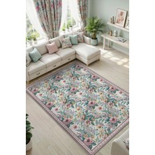 Homshtag Bohem Halı, Yıkanabilir Çiçekli Halı, Pastel Oturma Odası Yada Çocuk Odası Halısı