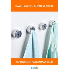 Letsii Kendinden Yapışkanlı Pratik Tak Çıkar Havlu Askısı Paslanmaz Krom