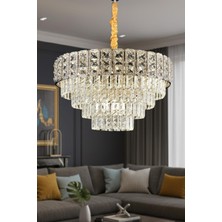 Ünal Aydınlatma Asel Krom 50 cm Kristal Taşlı Modern Avize – Salon ve Oturma Odası
