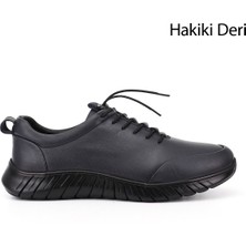 GÖNDERİ Erkek Lacivert Antik  Bağcıklı Kauçuk Taban Hakiki Deri Sneaker
