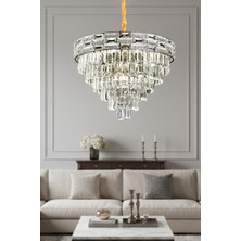 Ünal Aydınlatma Suyolu Krom 50 cm Kristal Taşlı Modern Avize – Salon ve Oturma Odası