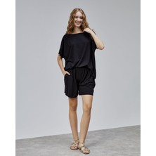 The Fancy Kadın Bisiklet Yaka Kısa Kollu Şort Tişört Ikili Takım