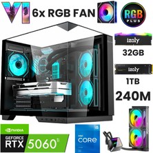 İzoly Gta6-C I5 14400F 32GB 1tb M.2 Nvme Rtx 5060TI 16GB 240MM Sıvı Soğutma Oyuncu Masaüstü Bilgisayarı