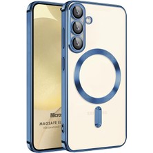 Microsonic Samsung Galaxy S25 Kılıf Magsafe Luxury Electroplate Mavi