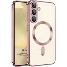 Microsonic Samsung Galaxy S25 Kılıf Magsafe Luxury Electroplate Rose Gold
