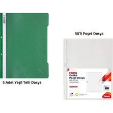Yeşil Telli Dosya Set 1 (5 Adet Yeşil Telli Dosya + 50 Adet Poşet Dosya)