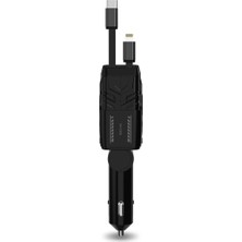 Neffo 5'i 1 Arada 66W Araç Hızlı Şarj Cihazı | Usb-C & Ios Uyumlu | Geri Çekilebilir Kablo | Dijital Ekran