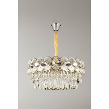 Ünal Aydınlatma Zambak Krom 50 cm Kristal Taşlı Modern Avize – Salon ve Oturma Odası