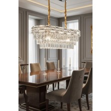 Ünal Aydınlatma Suyolu Krom 80 cm Kristal Taşlı Modern Avize – Yemek Masası ve Salon