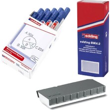 Edding 260 Mavi 10'lu Beyaz Tahta Kalemi ve Mıknatıslı Tahta Silgisi