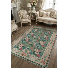 Homshtag Victorian Tarzı Maksimalist Halı, Çok Renkli Salon Halısı, Çiçekli Kır Evi Halısı