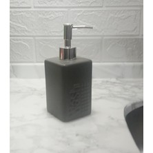 Modern Koyu Bej Sıvı Sabunluk, 7X7X17CM, 300ML, Banyo Seti