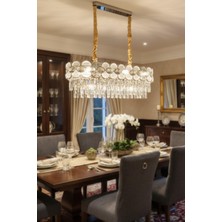 Ünal Aydınlatma Zambak Krom 90 cm Kristal Taşlı Modern Avize