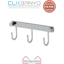 Gri Paslanmaz Pirinç Üçlü Askılık, Dayanıklı ve Şık Duvar Askısı