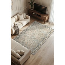 Homshtag Vintage Bej Halı, Antik Deseneli Oturma Odası Halısı, Yıkanabilir Dijital Baskılı Halı