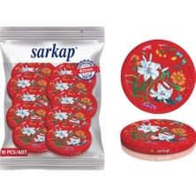 Sarkap Hijyenik Paketli 10 Adet Kavanoz Kapağı Bordo Çiçekli Desen 82 mm