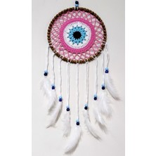 Marsilyan Nazar Boncuğu Motifli Düş Kapanı El Yapımı Pembe Duvar Süsü