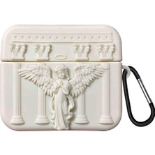 Microsonic Airpods Pro 3 Kılıf Cartoon Figürlü Silikon Praying Angel Bej