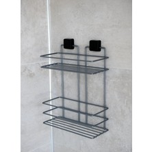 Paslanmaz Banyo Rafı, Yapışkanlı Düzenleyici, Şampuan ve Banyo Organizeri, Gri